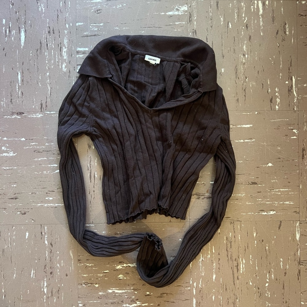 Garage Brown Ribbed Crop Top - Picture 3 of 5